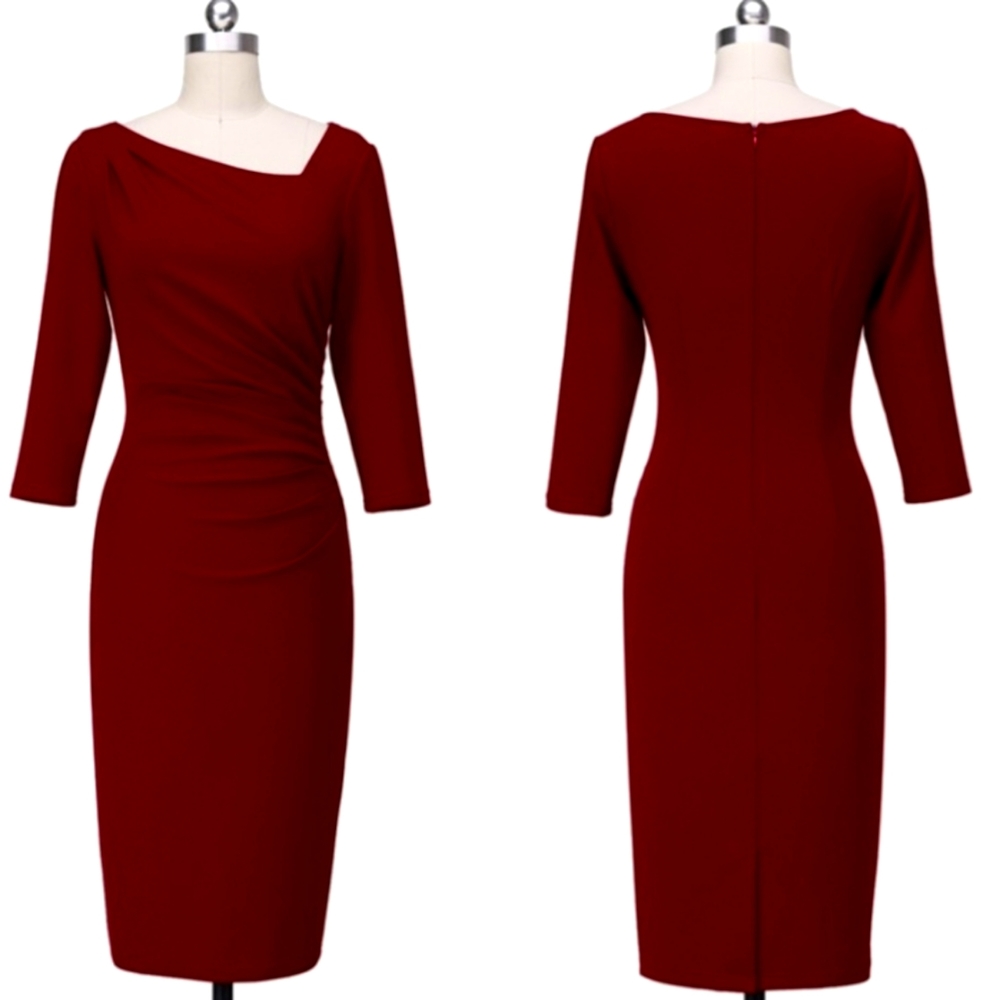 Vfemage Asymmetric Neckline Vintage Style Dress